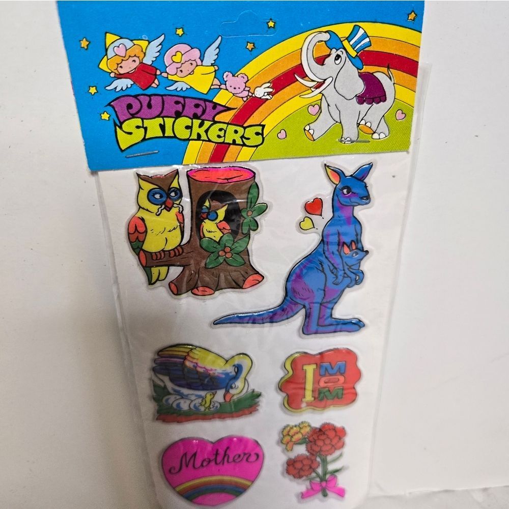VINTAGE 80s neon animals puffy stickers new‎ old stock NEW